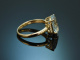 Classic aquamarine ring with diamonds in 14k gold