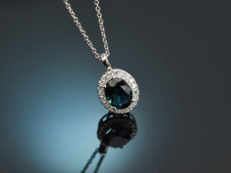 Wonderful necklace with blue tourmaline and diamonds in...