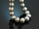 Big Grey! Long silver-grey cultured pearl necklace with 925 silver clasp