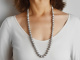 Big Grey! Long silver-grey cultured pearl necklace with 925 silver clasp