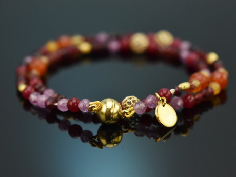 Colour blocking! Fancy bracelet garnet carnelian ruby agate citrine silver 925 gold plated