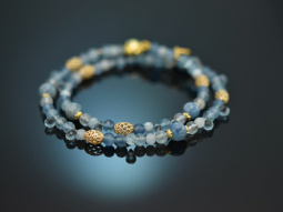 Soft Blue! Two-row fancy bracelet with aquamarine blue...