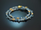 Soft Blue! Two-row fancy bracelet with aquamarine blue topaz, silver 925, gold plated