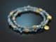 Soft Blue! Two-row fancy bracelet with aquamarine blue topaz, silver 925, gold plated