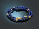 Sternenhimmel! Fancy Armband aus Lapislazuli und silber vergoldeten Perlen