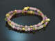 Garden of flora! Fancy bracelet made of rose quartz pink sapphire peridot and gold-plated silver 925