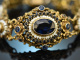 Austria-Hungary around 1880! Rare bracelet with blue glass stones made of gilded silver.