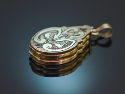 Circa 1880! Historicist medallion pendant with black...