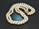 Around 1990! Beautiful two-row Akoya cultured pearl necklace with 585 gold clasp