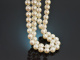 Around 1990! Beautiful two-row Akoya cultured pearl necklace with 585 gold clasp