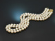 Around 1990! Beautiful two-row Akoya cultured pearl necklace with 585 gold clasp