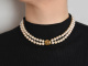 Around 1990! Beautiful two-row Akoya cultured pearl necklace with 585 gold clasp