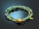 Spring awakening! Fancy bracelet made of emerald agate, malachite and green garnet, 925 silver plated with gold.