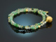 Spring awakening! Fancy bracelet made of emerald agate, malachite and green garnet, 925 silver plated with gold.