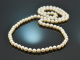 Around 1980! Very beautiful Akoya cultured pearl necklace in one/two rows with diamonds and white gold 585