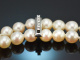 Around 1980! Very beautiful Akoya cultured pearl necklace in one/two rows with diamonds and white gold 585