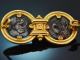 Castellani around 1870! Rare signed brooch with antique coins in 750 gold