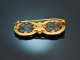 Castellani around 1870! Rare signed brooch with antique coins in 750 gold