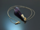 Around 1915! Wonderful necklace with amethyst drop diamonds and pearl in 585 gold