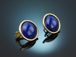 Munich around 1990! Beautiful classic earrings with lapis lazuli in 585 gold