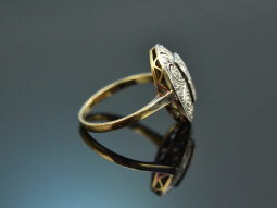 Munich around 1920! Wonderful Art Deco ring with diamonds in 585 gold and platinum