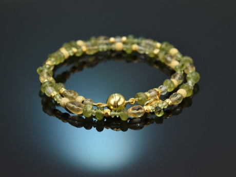 Lemons and Limes! Fancy Armband aus Citrin und Peridot Silber 925 vergoldet