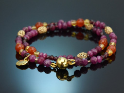 Color blocking! Fancy bracelet garnet carnelian ruby...