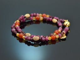 Color blocking! Fancy bracelet garnet carnelian ruby...