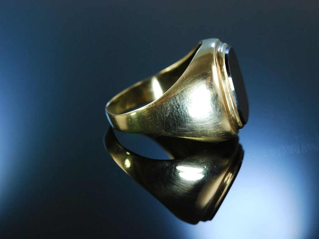 Herrenring Siegel Ring Wappenring 199,00 Onyx um 1950, € Gold 333