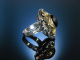 Gro&szlig;er Trachten Ring Silber vergoldet Granat M&uuml;nchen um 1980
