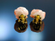Charmante Rosenbl&uuml;ten! Exquisite gro&szlig;e Engelshaut Korallen Ohrringe Gold 585 coral earrings
