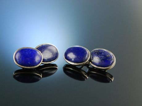 Klassische massive Manschettenkn&ouml;pfe Silber 925 Lapislazuli Cufflinks