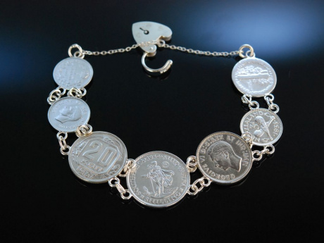 Historische Münzen! Armband Silber England um 1940 Heart Padlock Münz,  199,00 €