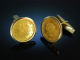 Coin Cufflinks! Manschettenkn&ouml;pfe Goldm&uuml;nzen Deutsches Reich 5 Goldmark Rahmung 585 um 1965