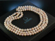 Kennedy Style! Fantastisches Zuchtperlen Collier ros&eacute; 3 reihig Gold 585 Pearl Necklace