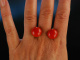 Big Boutons! Gro&szlig;e Korallen Coral Bouton Ohrclipse Earrings Gold 585 Italien um 1960