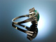 Um 1965! Schicker Vintage Ring Wei&szlig; Gold 585 T&uuml;rkis Diamanten