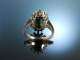Um 1965! Schicker Vintage Ring Wei&szlig; Gold 585 T&uuml;rkis Diamanten