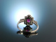 Wahre Liebe! Verlobungs Engagement Ring Wei&szlig; Gold 750 Rubin Brillanten