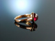 Glutrot! Schwerer klassischer Ring Ros&eacute; Gold 750 Rhodolith