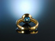 Meeresblau! Sch&ouml;ner klassischer Ring Gold 750 Blau Topas