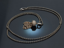 Diamond Tassel! Tassel pendant gold 750 diamonds 2,1 ct with long chain