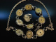 T&ouml;lz um 1950! Trachtenschmuck Kette Armband und Ring Silber 835 vergoldet Granate