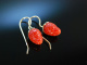 Coral Strawberries! H&uuml;bsche Erdbeer Ohrringe Gold 585 Mittelmeer Korallen