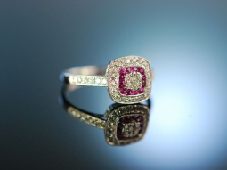 Marry me! Verlobungs Ring Wei&szlig; Gold 750 Rubine Brillanten