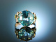 Funkelndes Blau! Ring Gold 585 Topas Diamanten