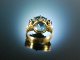 Funkelndes Blau! Ring Gold 585 Topas Diamanten