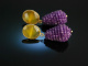 Lemon and Violet! Schicke Ohrringe Silber 925 vergoldet Achat und Amethyst