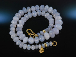Soft Blue! Wonderful necklace Chalzedon lenses silver 925...
