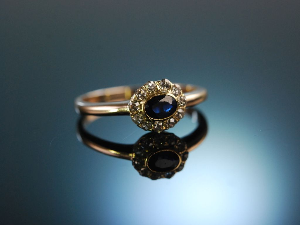 Blau wie deine Augen! Verlobungs Engagement Ring Rot Gold 585 Saphir ,  459,00 €